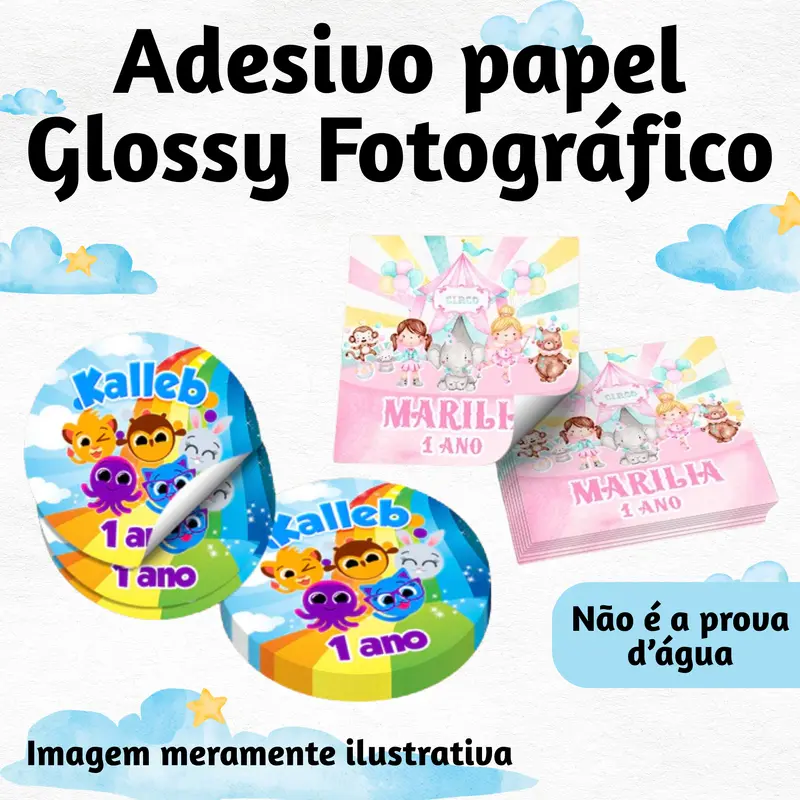 Adesivos Personalizados em Papel fotográfico ( NÃO é a prova d'água